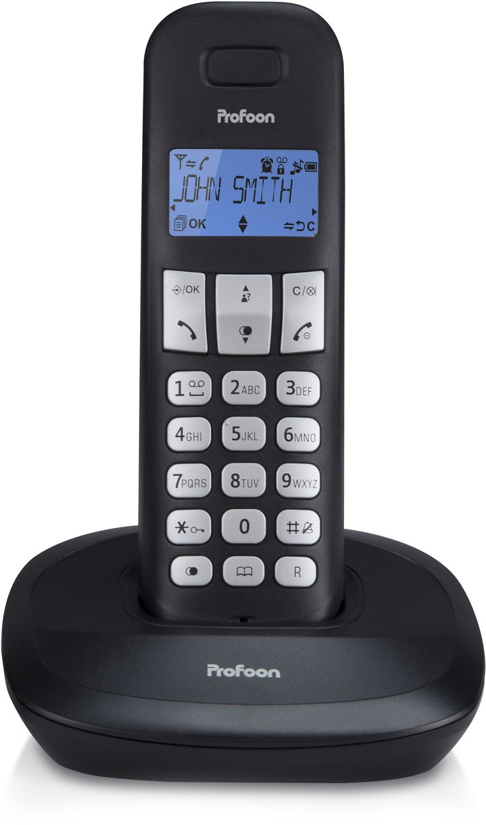 Profoon PDX-1100 DECT telefoon - 1 Handpost - Duidelijk verlicht display - Zwart
