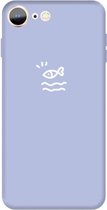 Voor iPhone SE 2020/8/7 Small Fish Pattern Colorful Frosted TPU telefoon beschermhoes (lichtpaars)