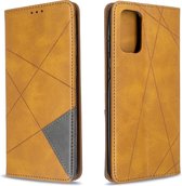 Voor Galaxy S20 + Rhombus Texture Horizontaal Flip magnetisch lederen hoesje met houder en kaartsleuven (geel)