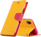 MERCURY GOOSPERY FANCY DAARY Horizontaal flip leren hoesje voor iPhone XR, met houder & kaartsleuven & portemonnee (geel)