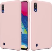 Effen kleur vloeibare siliconen schokbestendige hoes voor Galaxy M10 (roze)