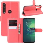 Voor Motorola Moto G8 Plus Litchi Texture Horizontale Flip beschermhoes met houder & kaartsleuven & portemonnee (rood)