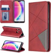 Ruit textuur horizontale flip magnetische lederen tas met houder en kaartsleuven voor huawei p20 lite / nova 3e (rood)