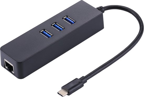 USB-C / Type-C naar 3 USB 3.0-poorten HUB + RJ45 High Speed Gigabit