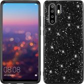 Glitter poeder schokbestendig TPU-hoesje voor Huawei P30 Pro (zwart)