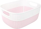 Mand Gevlochten 2-Tone 15L - Wit/Roze
