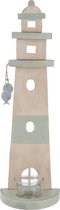 J-Line Vuurtoren Visje Hout Beige/Blauw Large