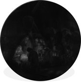 WallCircle - Wandcirkel - Muurcirkel - Aanbidding van de herders - Schilderij van Rembrandt van Rijn - Aluminium - Dibond - ⌀ 140 cm - Binnen en Buiten