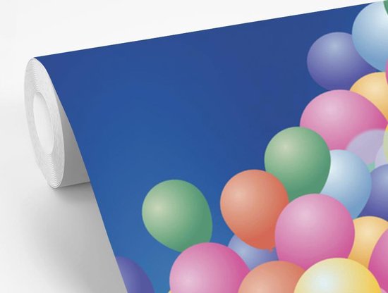 Papier peint photo vinyle - Une illustration d'une fille avec des ballons aux couleurs de l'arc-en-ciel largeur 350 cm x hauteur 350 cm - Tirage photo sur papier peint (disponible en 7 tailles)