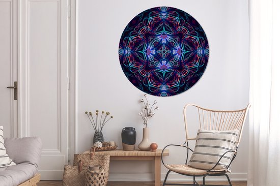 Un motif en mosaïque coloré avec plusieurs couleurs. Cercle mural aluminium ⌀ 140 cm