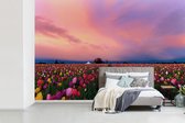 Behang - Fotobehang De meerkleurige tulpenvelden - Breedte 330 cm x hoogte 220 cm