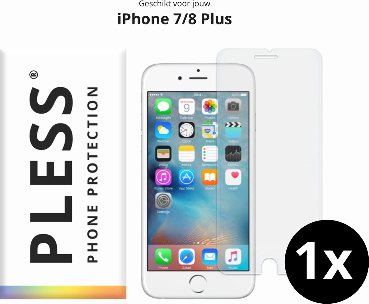 iPhone 7 Plus en iPhone 8 Plus Screenprotector Glas - 1x - Pless®