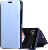 Mirror Clear View Horizontale Flip PU Leather Case voor Xiaomi Redmi Note 5 Pro, met houder (blauw)