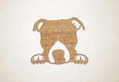 Wanddecoratie - Hond - Pitbull 2 - S - 45x54cm - Eiken - muurdecoratie - Line Art