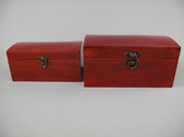 Opberg doosje - Mahonie hout - Set van 2 - 12 cm hoog