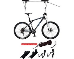 Fietslift ophangsysteem - Ophangen fiets aan plafond - Fietstakel - Fietshaak - Dubbele Fietsophangsysteem met Katrol Fietslift ophangsysteem - Ophangen fiets aan plafond - Fietstakel - Fietshaak - Dubbele Fietsophangsysteem met Katrol
