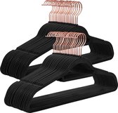 fluwelen kleerhangers, 50 stuks, antislip, jassenhanger, draaibare haak in roségoud, dikte 0,6 cm, ruimtebesparend, 45 cm breed, voor jassen, overhemden, rokken, broeken, stropdass