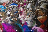 Gekleurd maskers tijdens carnaval in Venetië - Foto op Tuinposter - 60 x 40 cm