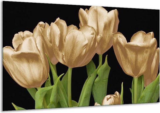 Canvas schilderij Tulpen | Goud, Groen, Zwart | | F003182
