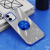 All-inclusive galvaniserende siliconen hoes met ringhouder voor iPhone 12 mini (blauw)