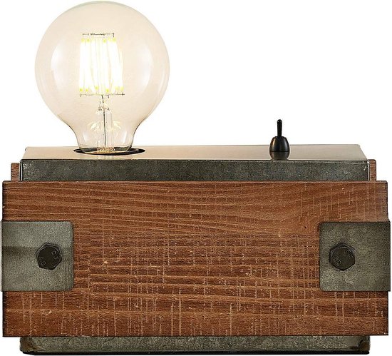 Lindby - tafellamp - 1licht - metaal, hout - H: 11 cm - E27 - hout, zwart