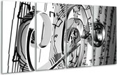 GroepArt - Glasschilderij - Muziek - Wit, Grijs, Zwart - 160x80cm 4Luik - Foto Op Glas - Geen Acrylglas Schilderij - 6000+ Glasschilderijen Collectie - Wanddecoratie