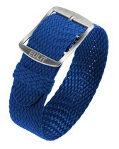 EULIT horlogeband - perlon - 20 mm - blauw - metalen gesp