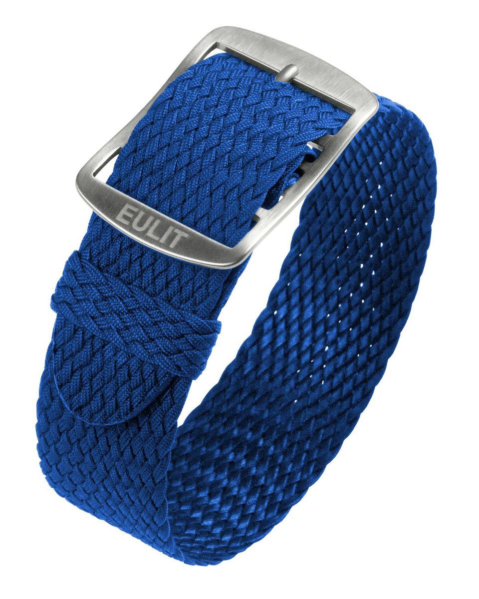 EULIT horlogeband - perlon - 20 mm - blauw - metalen gesp - Eulit