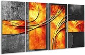 GroepArt - Glasschilderij - Modern - Geel, Grijs, Oranje - 160x80cm 4Luik - Foto Op Glas - Geen Acrylglas Schilderij - 6000+ Glasschilderijen Collectie - Wanddecoratie