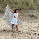 Fashion4wellness Hamamdoek Erva Turquoise / FOUTA - STRANDLAKEN - SAUNADOEK - 180 X 100 CM KATOEN