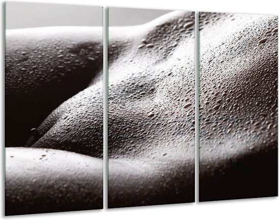 Glasschilderij Lichaam | Grijs, Zwart, Wit | 120x80cm 3Luik | Foto Print Op Glas | F001169
