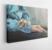 Hands of a woman. Training paintings, gouache, watercolor, part, detail  - Modern Art Canvas - Horizontal - 601297970 - 80*60 Horizontal