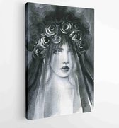 Sad bride. sorrow. beautiful woman. fashion illustration. watercolor painting - Moderne schilderijen - Vertical - 1061845205 - 50*40 Vertical