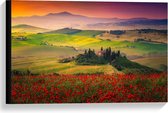 Canvas  - Toscaans Bergenlandschap  - 60x40cm Foto op Canvas Schilderij (Wanddecoratie op Canvas)