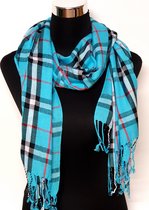 Pashmina sjaal met licht blauwe burberry print