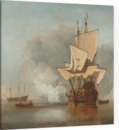 Het kanonschot, Willem van de Velde - Foto op Canvas - 60 x 60 cm