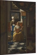 De liefdesbrief, Johannes Vermeer - Foto op Canvas - 45 x 60 cm