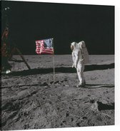 Armstrong photographs Buzz Aldrin (maanlanding) - Foto op Canvas - 60 x 60 cm