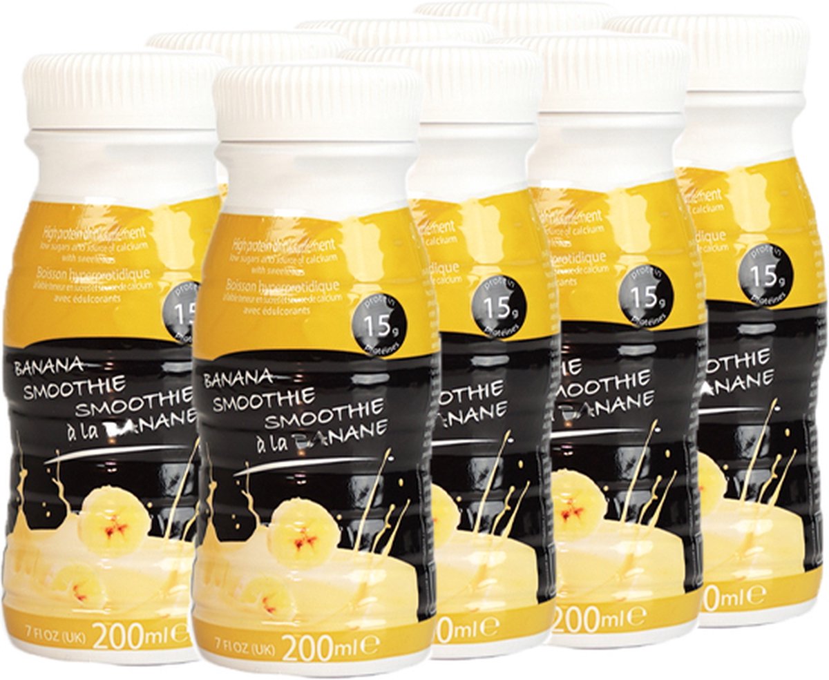 Goedkoopste Protiplan | Tray Proteïne Smoothie Banaan | 8 x 200 ml | Heerlijke Smoothie Eiwitdieet | Voordeelpak | Ready to Go Proteïne drank | Snel afvallen zonder hongergevoel!
