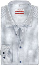 MARVELIS modern fit overhemd - wit met 2 kleuren blauw gestipt - Strijkvrij - Boordmaat: 42