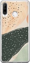 Huawei P30 Lite hoesje - Abstract peach - Siliconen - Soft Case Telefoonhoesje - Print - Multi