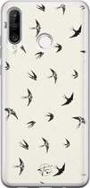 Mooie Telefoonhoesjes - Hoesje geschikt voor Huawei P30 Lite - Vogels / Birds - TPU Siliconen Backcover - Print - Beige