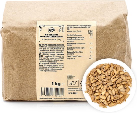 KoRo | Graines de tournesol biologiquement germées | 1 kg