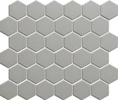 Mozaïek London 28.1x32.5 cm Onverglaasd Porselein Hexagon, Mat Antislip En Donker Grijs (Prijs Per 0.91 m2)