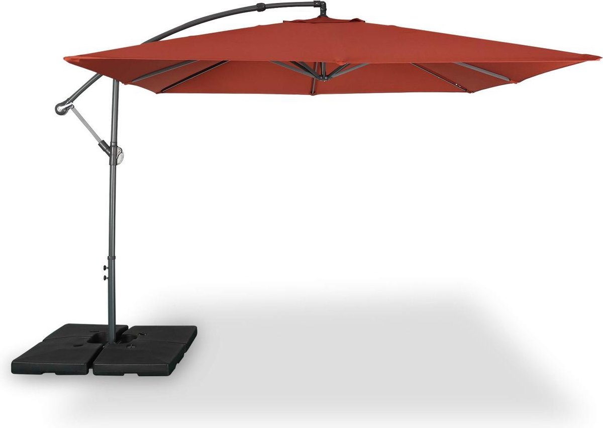 Bol.com sweeek - Zweefparasol vierkant 3x3m hardelot, excentrische mast, 8 baleinen, waterafstotend doek 180g aanbieding