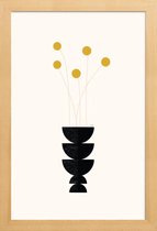 JUNIQE - Poster met houten lijst Flower Vase -13x18 /Roze & Zwart