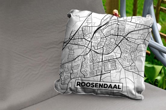 Sierkussen extérieur - Plan de la ville - Roosendaal - Grijs - Wit - 60x60 cm - Résistant aux intempéries