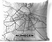 Tuinkussen - Stadskaart - Nijmegen - Grijs - Wit - 40x40 cm - Weerbestendig - Plattegrond