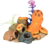 Aquarium decoratie Leto octopus + kruiken - 16 x 13 x 10 cm - Oranje - 16 x 13 x 10 cm