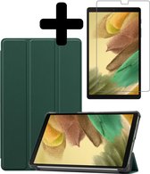 Hoes Geschikt voor Samsung Galaxy Tab A7 Lite Hoes Luxe Hoesje Book Case Met Screenprotector - Hoesje Geschikt voor Samsung Tab A7 Lite Hoes Cover - Donkergroen